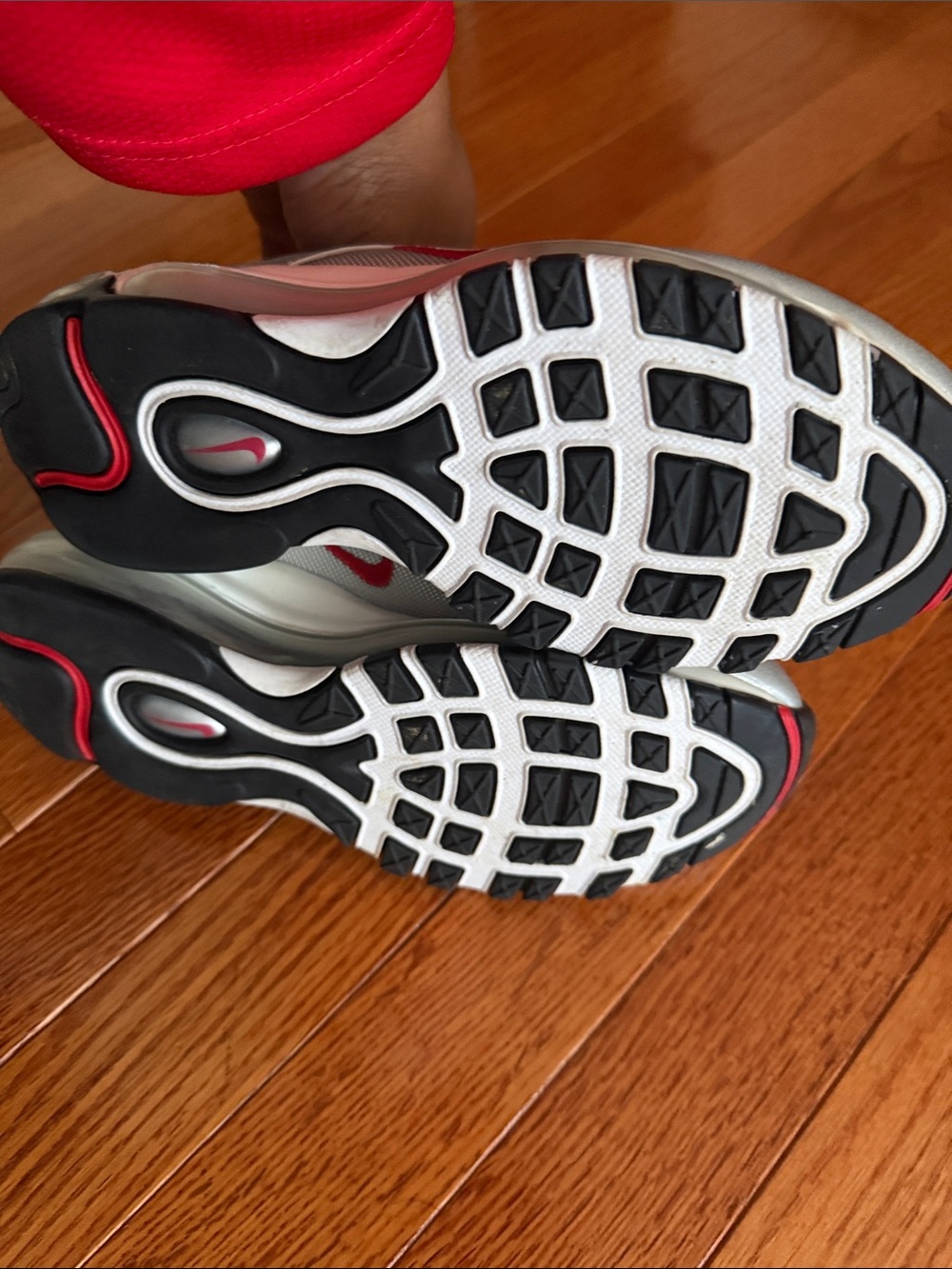 Nike Kids Silver Sneakers with Red Swoosh - Picture 4 of 4